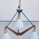 Suspension vintage teck et opaline création Targetti Sankey, vintage, années 60