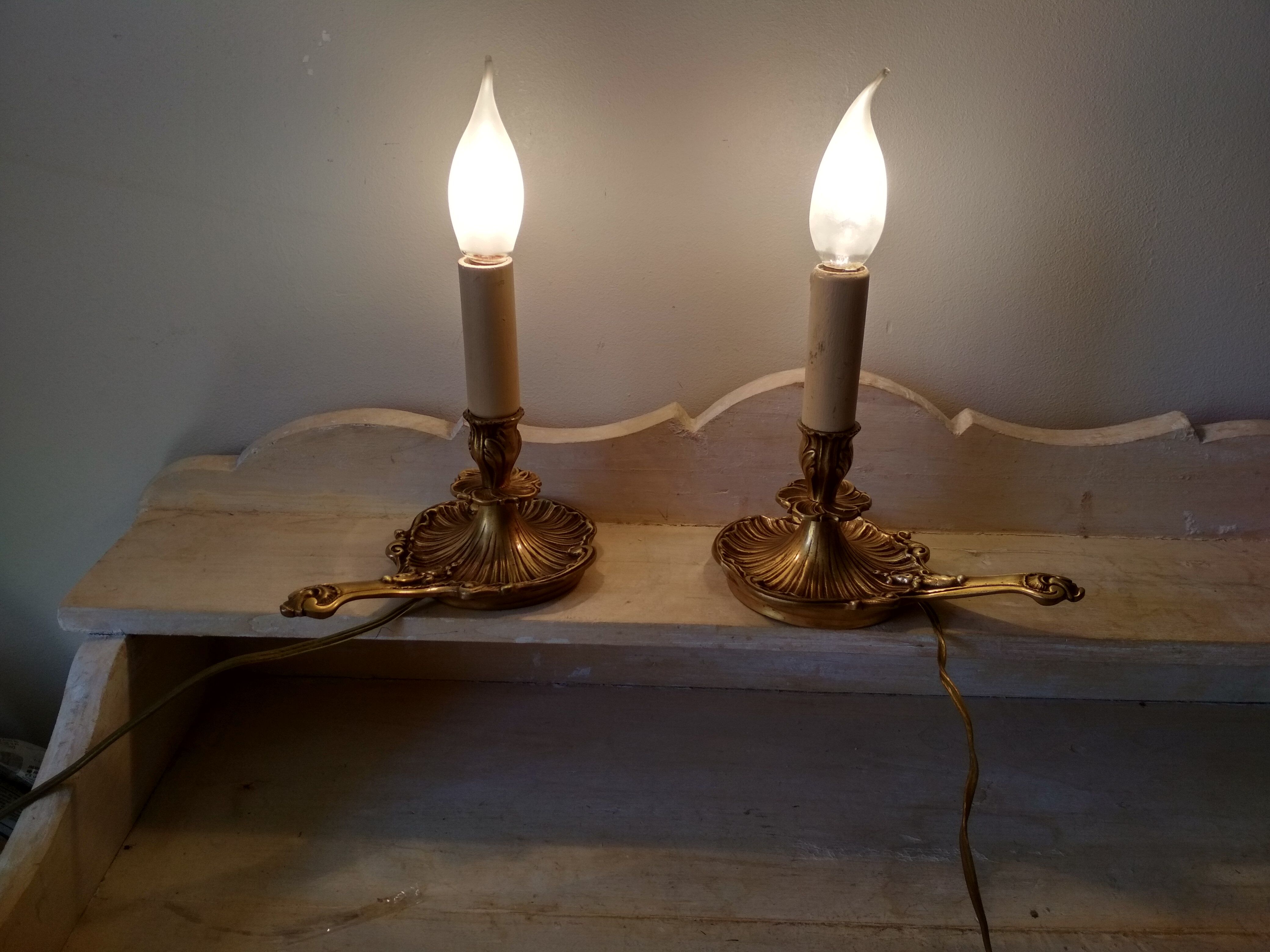 Pair of bronze bedside lamps