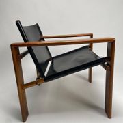 Mid-Century Armchairs in Wood & Leather attributed to Tarcisio Colzani, Italy, 1960s