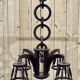 1950s oak chandelier - 5 lights