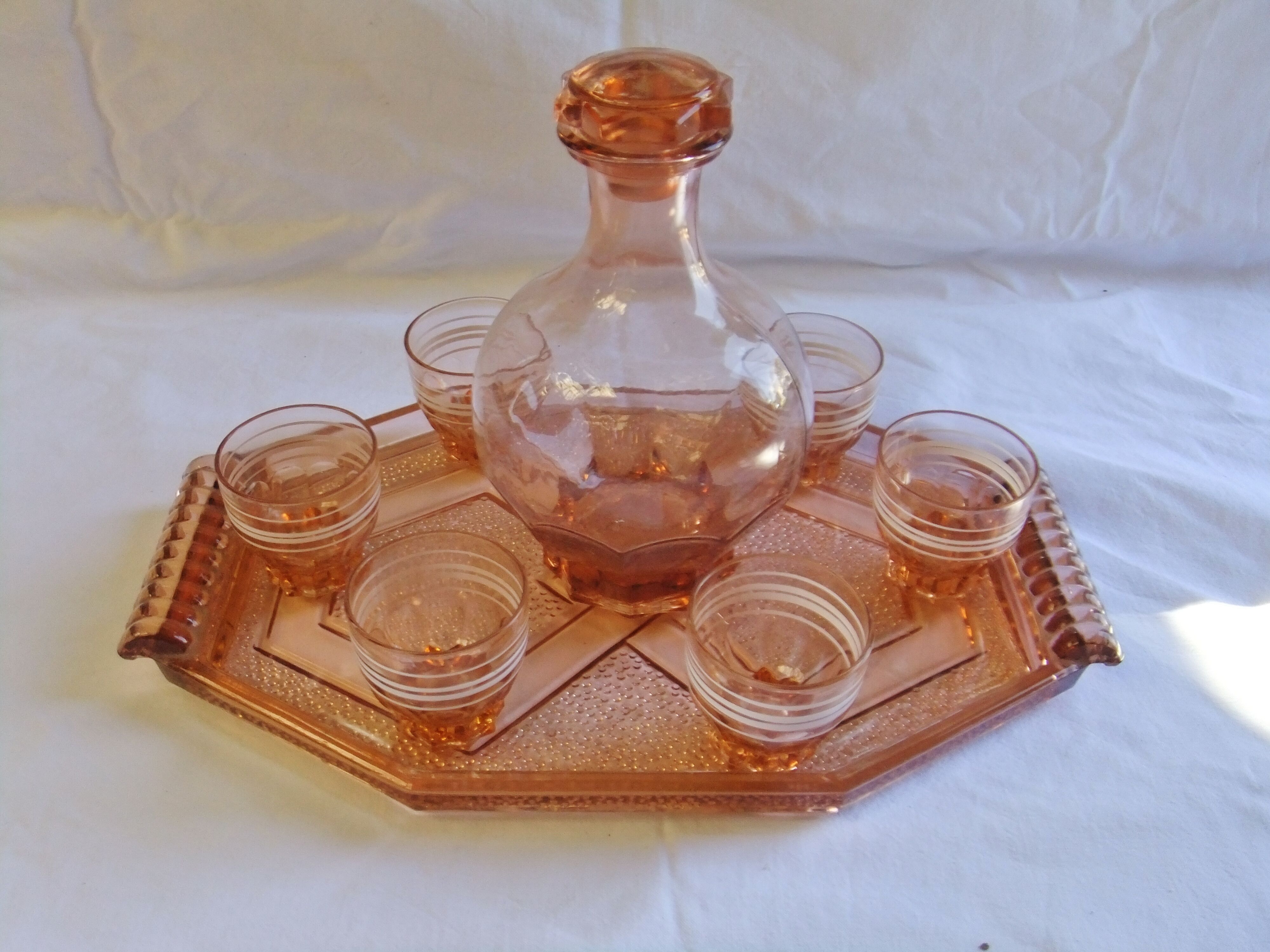 Art Deco liquor service in glass