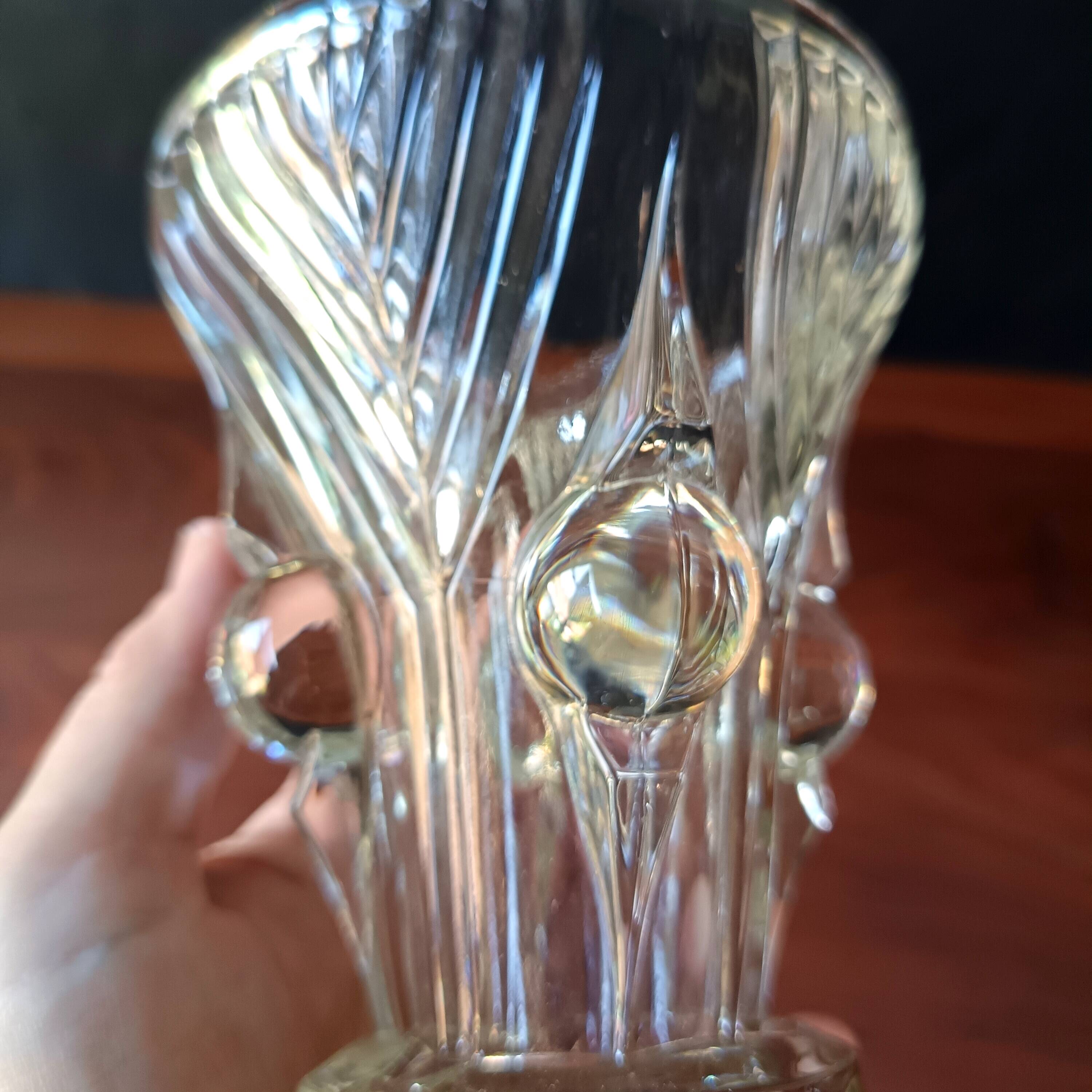 Vase transparent pressed molded glass vintage 1950