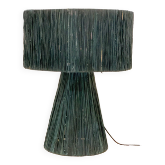 Night blue raffia table lamp