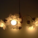 Vintage chandelier with roses in glass paste