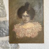 Huile sur toile « portrait femme Belle Époque »