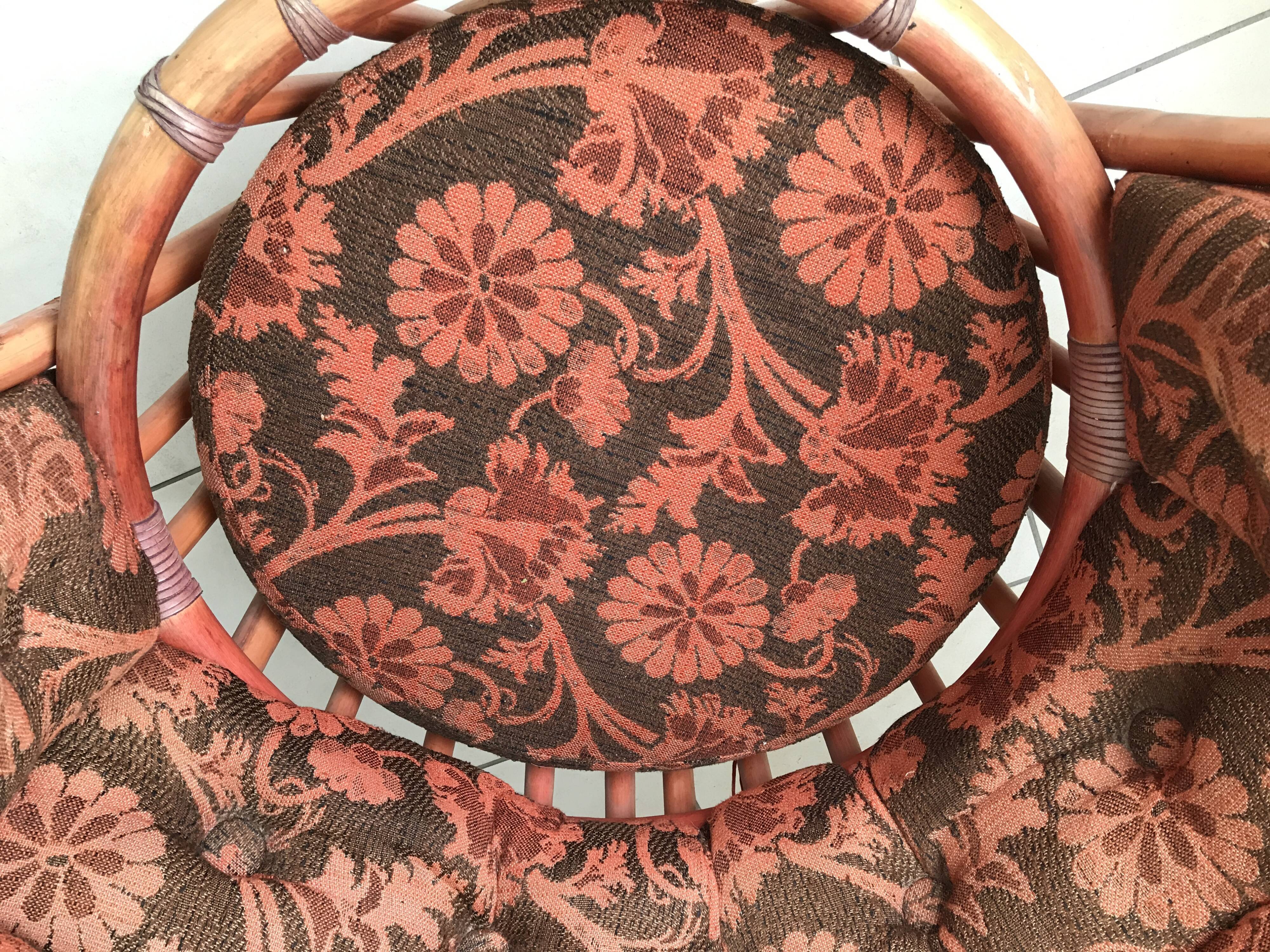 Vintage wicker rattan chair, 60s-70s