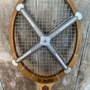 Old Tennis Racket LA HUTTE Imperial Wood + Zephyr Metal Protection #B766