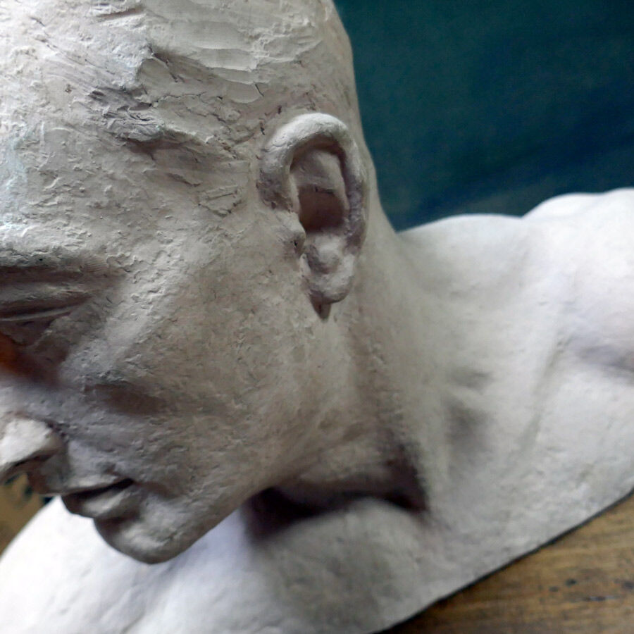 bust of man years 20/30 signed Henri Bargas