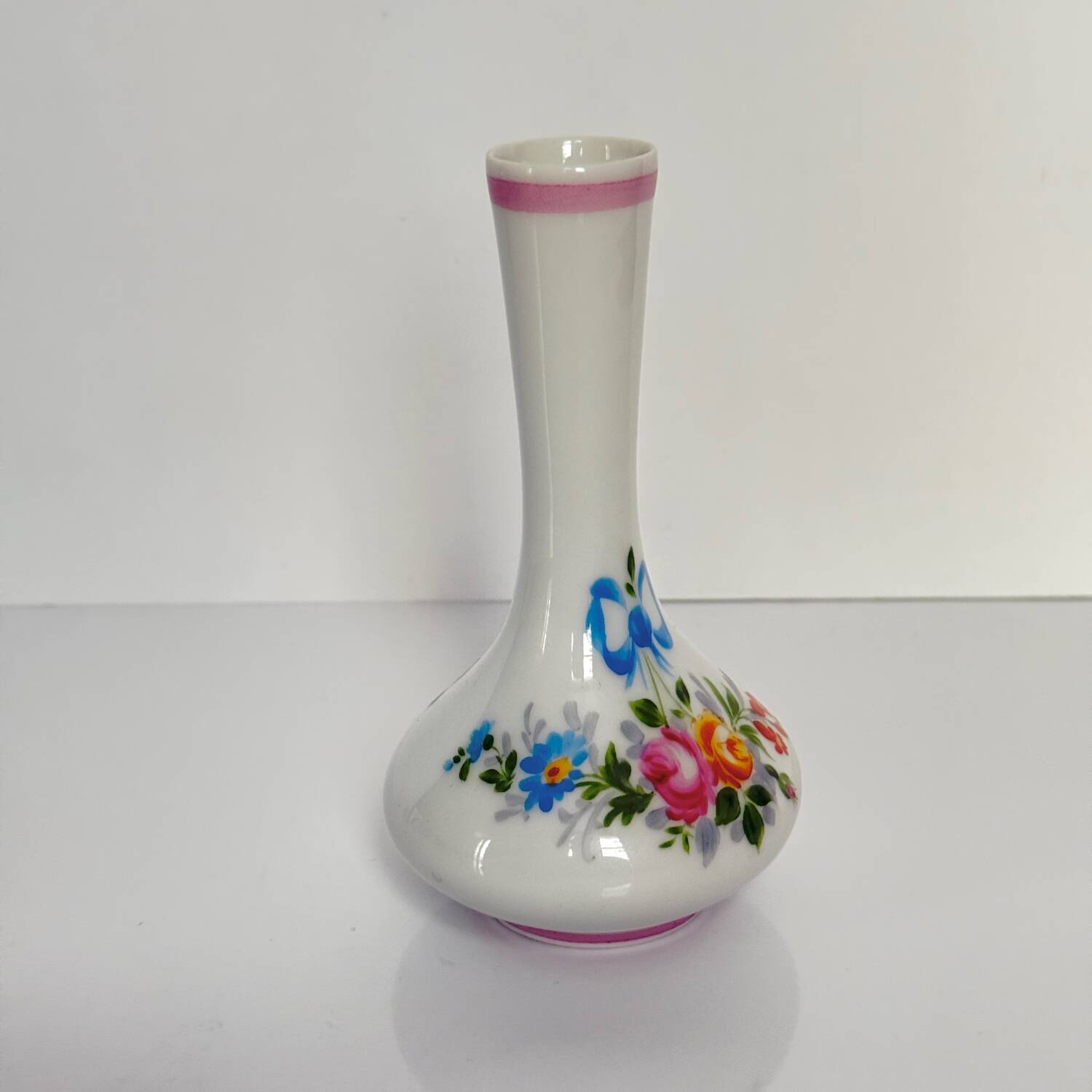 Hand-painted Limoges porcelain soliflore | Ribbon/Bow