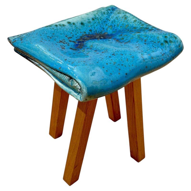 Stool in porcelain & oak by Judith van den Boom, Netherlands, 2012
