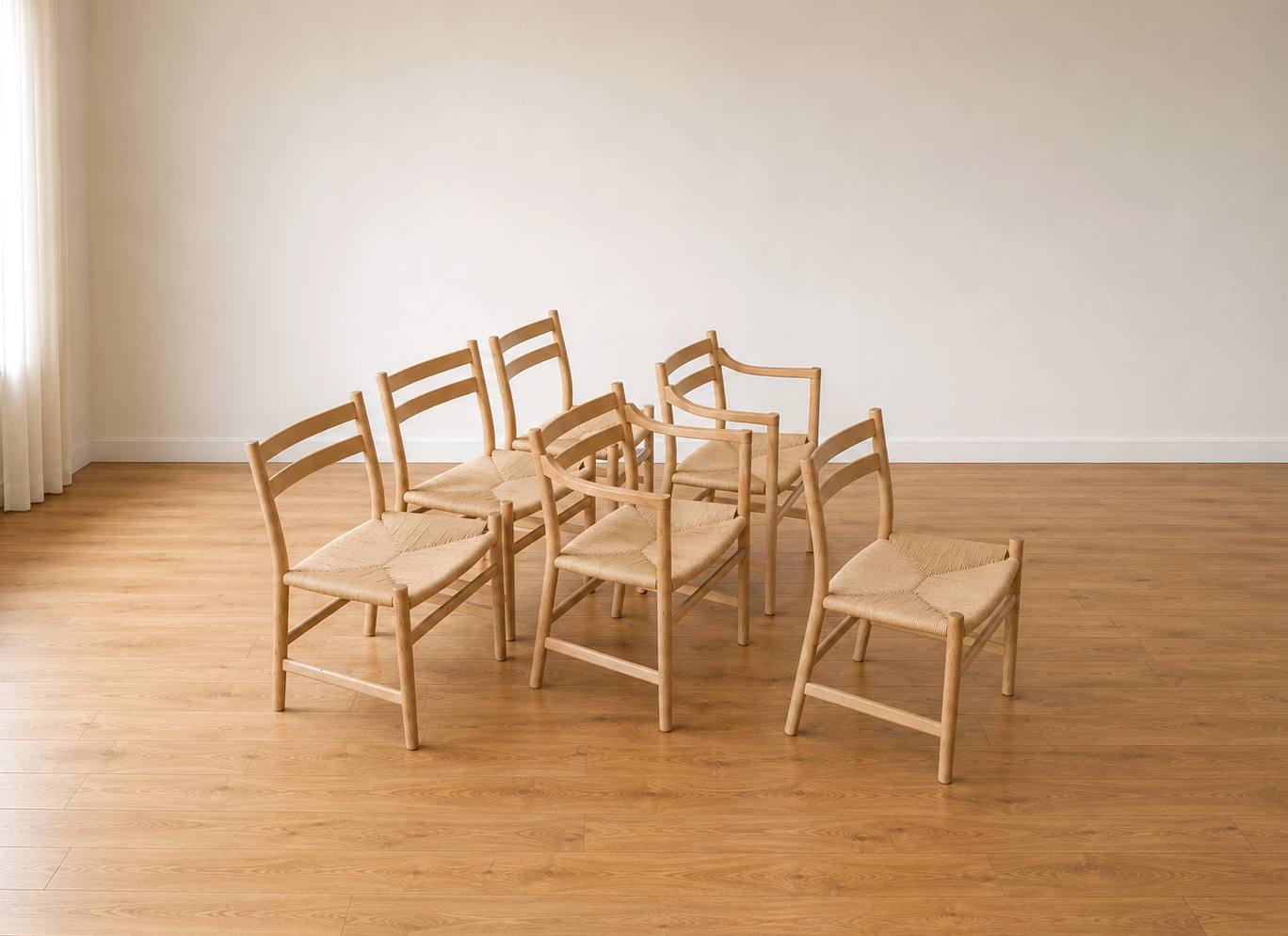 Ensemble de 6 chaises de salle à manger modèle CH46 et CH47 par Hans J. Wegner