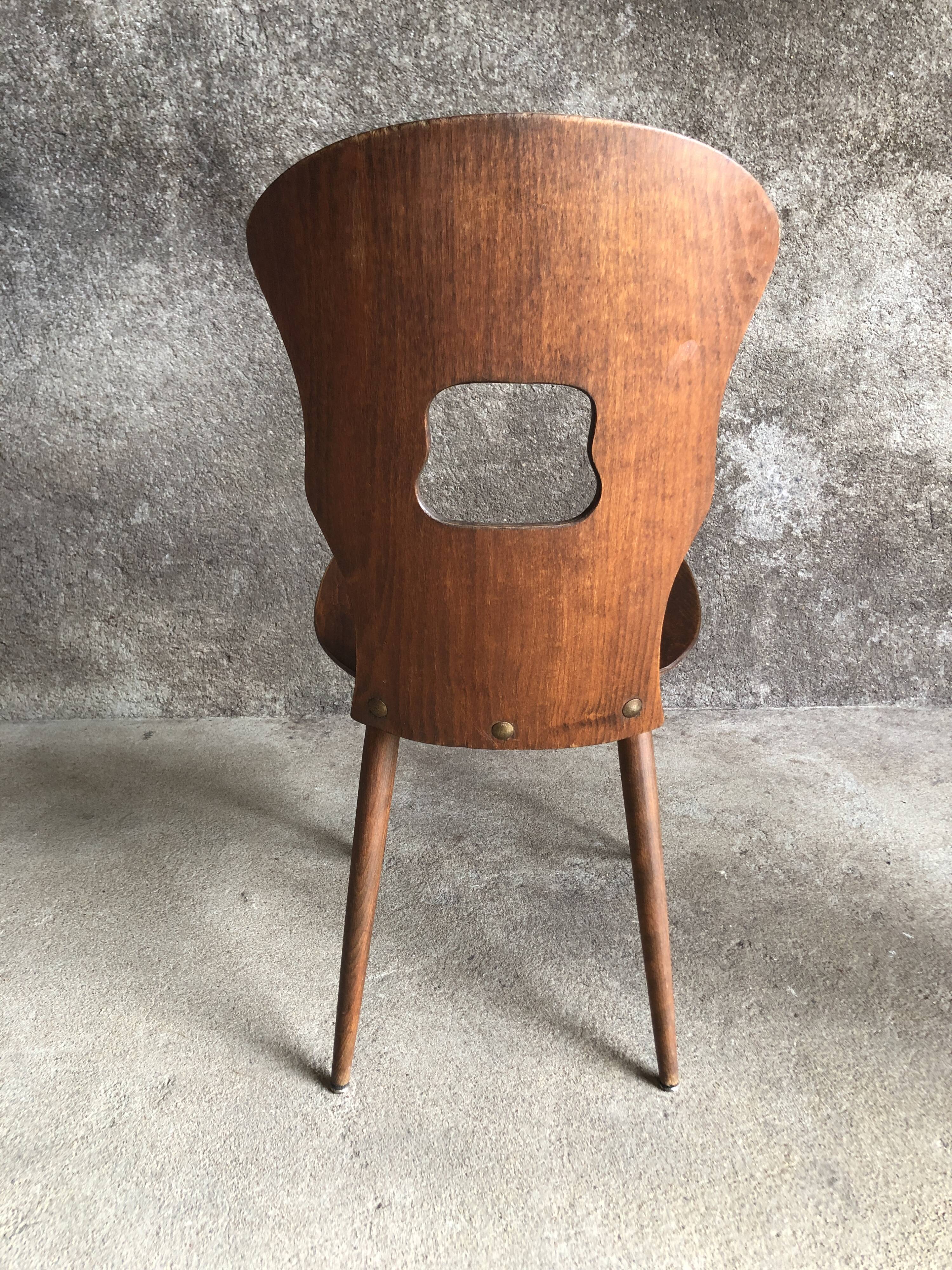 4 vintage Baumann bistro chairs, gentian model, 50/60