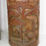 Two carved bamboo pots, pair of brush pots China late 19th early 20th century