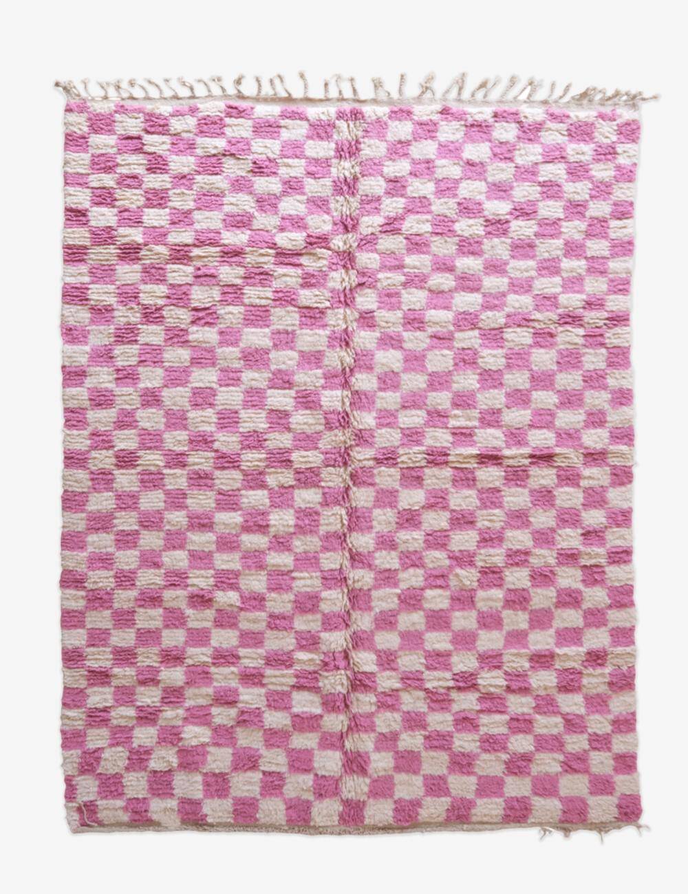 Pink checkered rug - 292 x 217 cm
