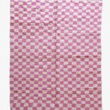 Pink checkered rug - 292 x 217 cm