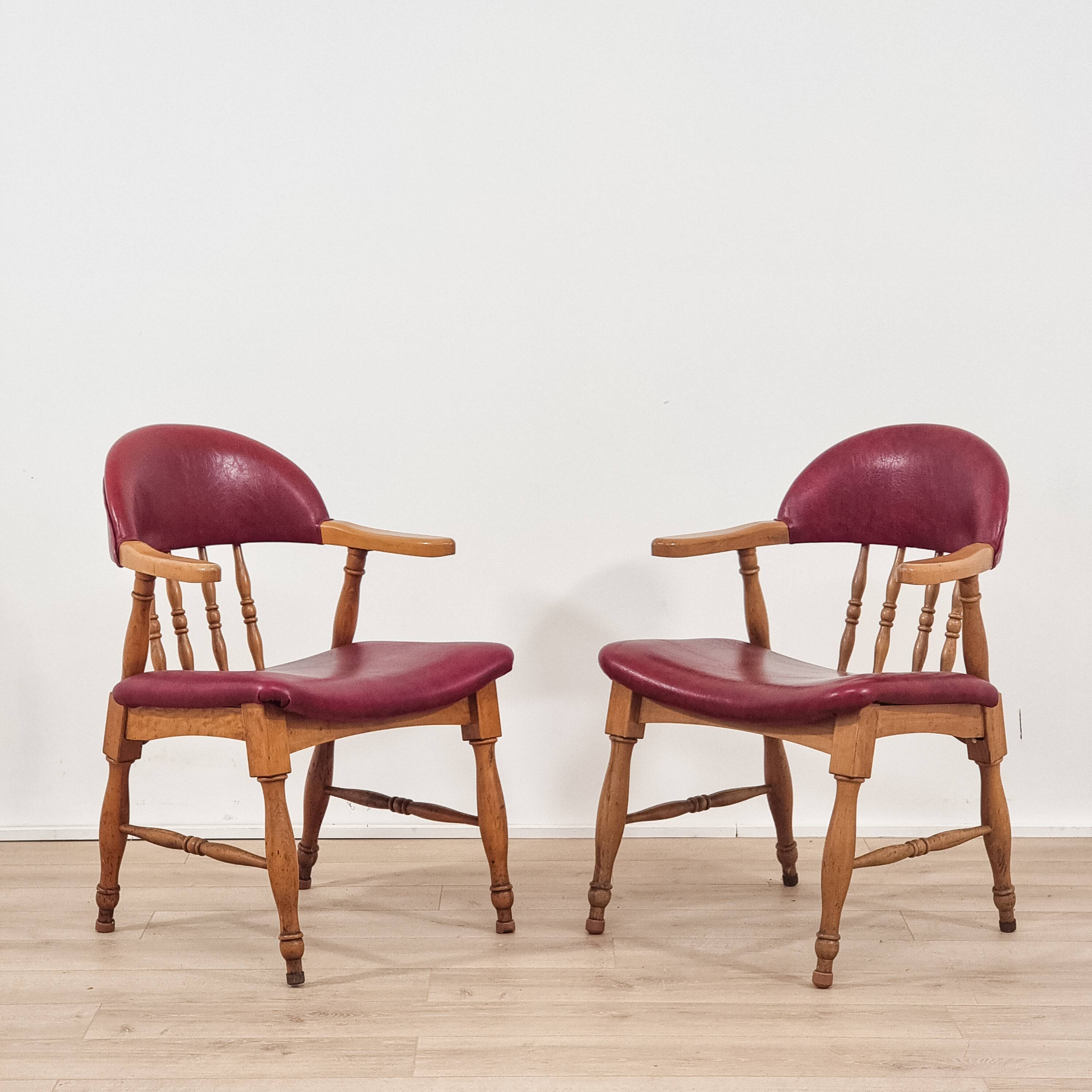 Paire de fauteuils en bois des années 1950