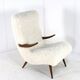 Fauteuil Cuddle designer mid-century moderne - pièce unique - tissu doodle