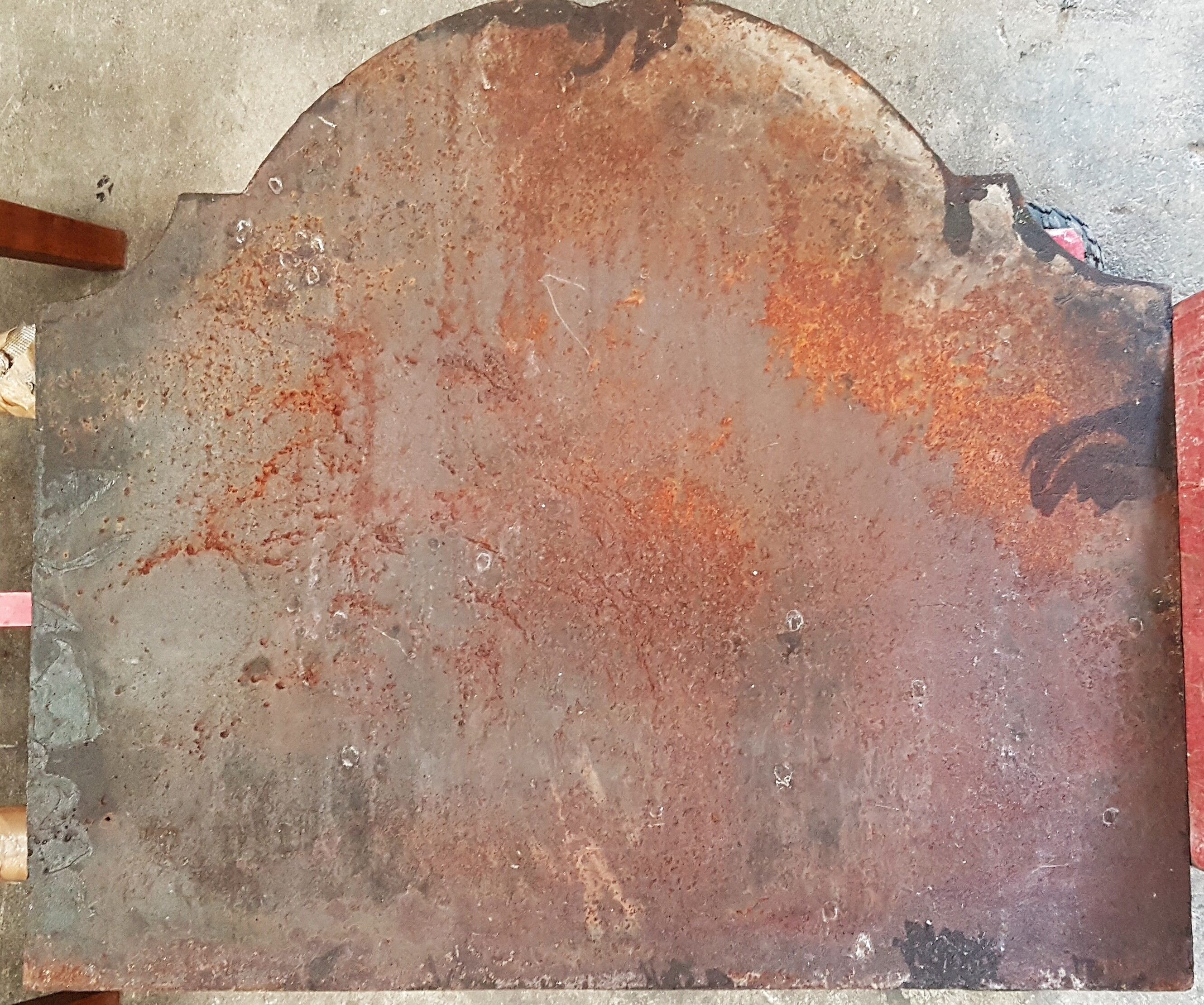 Old cast-glass fireplace plate