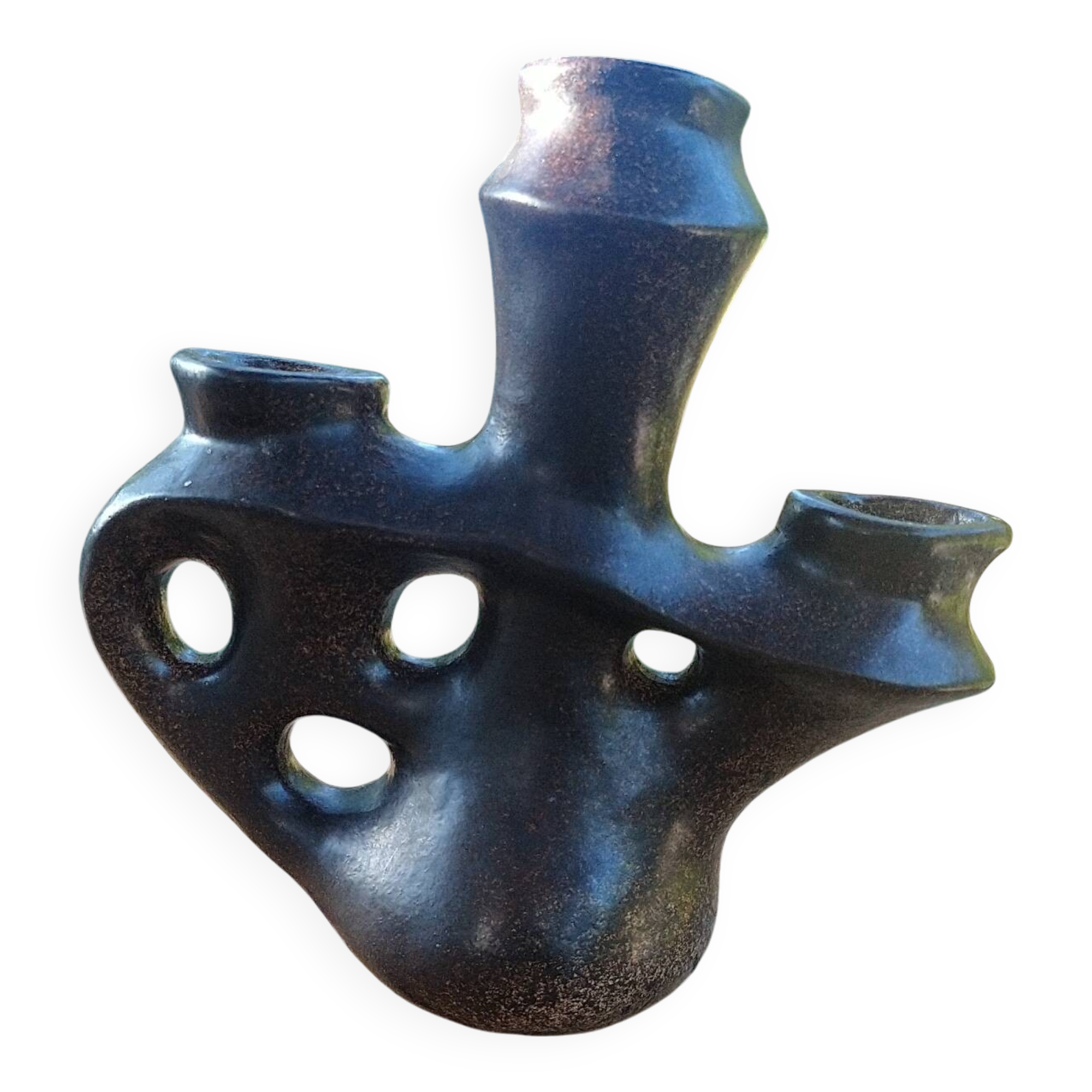 Brutalist ceramic candelabrum.