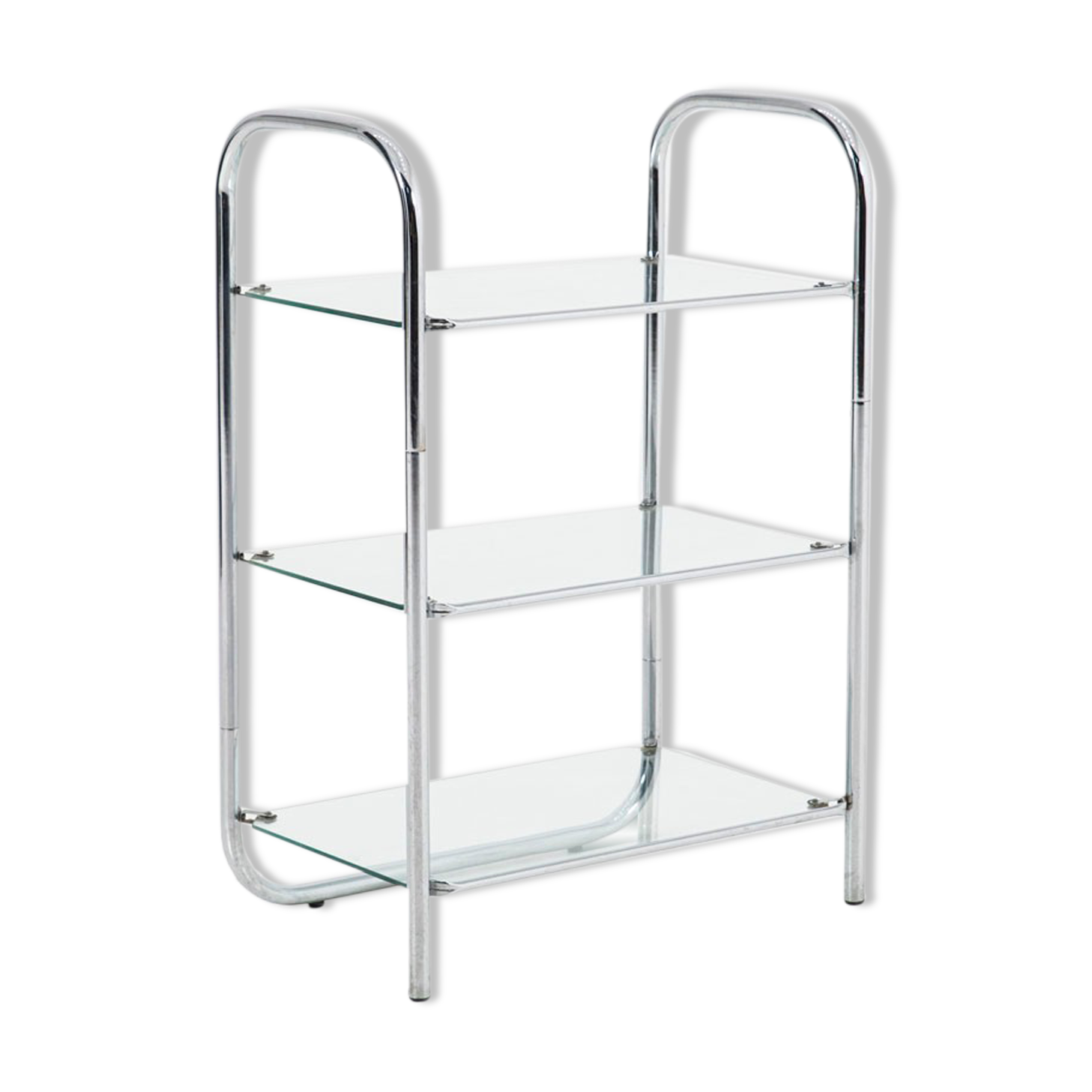 Chrome and glass shelf in Bauhaus style, 1970s