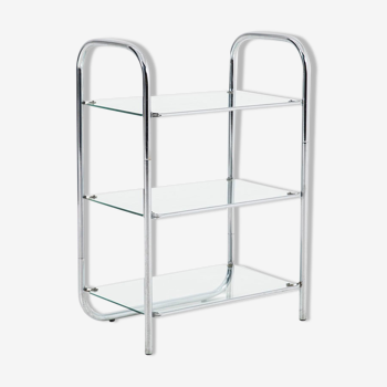Chrome and glass shelf in Bauhaus style, 1970s