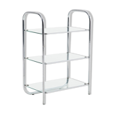 Étagère chromée et verre de style Bauhaus, années 1970