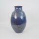 Large blue glazed ceramic vase signed under the base