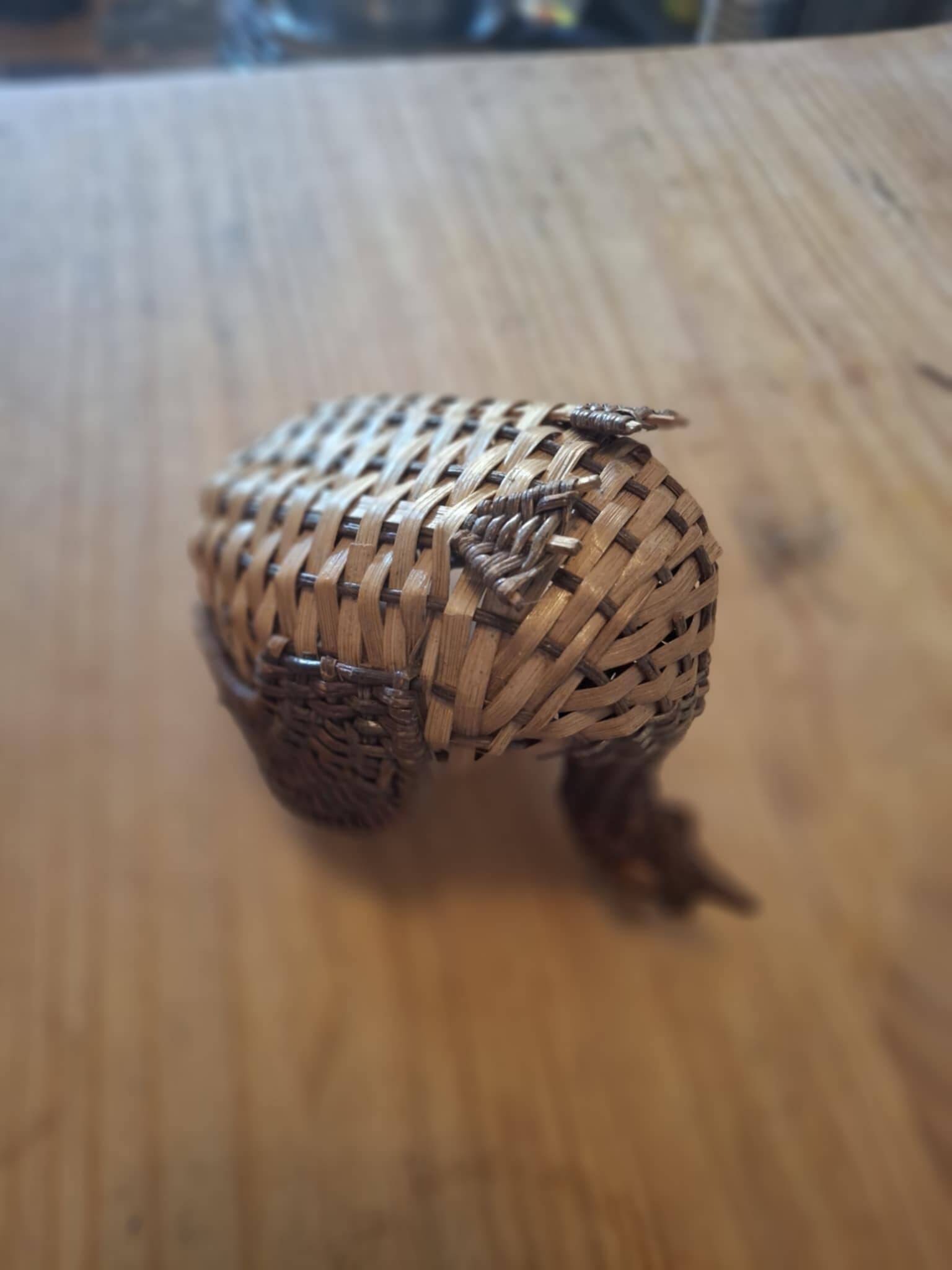 Small basket, vintage wicker basket in the shape of a swan.
