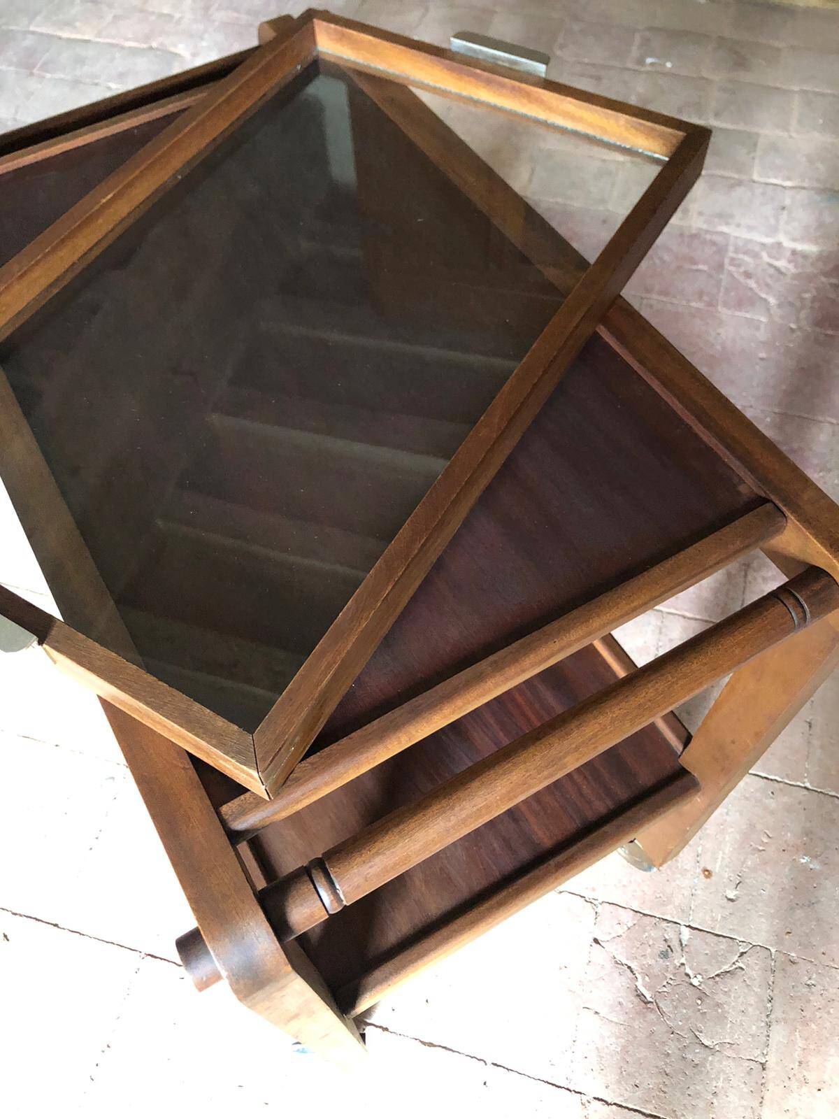 Vintage wooden trolley, vintage design trolley, rolling furniture, servant