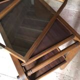 Vintage wooden serving trolley, vintage design serving trolley, rolling furniture, serving cart