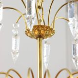 Vintage Italian Crystal and Gilt Metal Chandelier, 1980s
