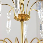 Vintage Italian Crystal and Gilt Metal Chandelier, 1980s