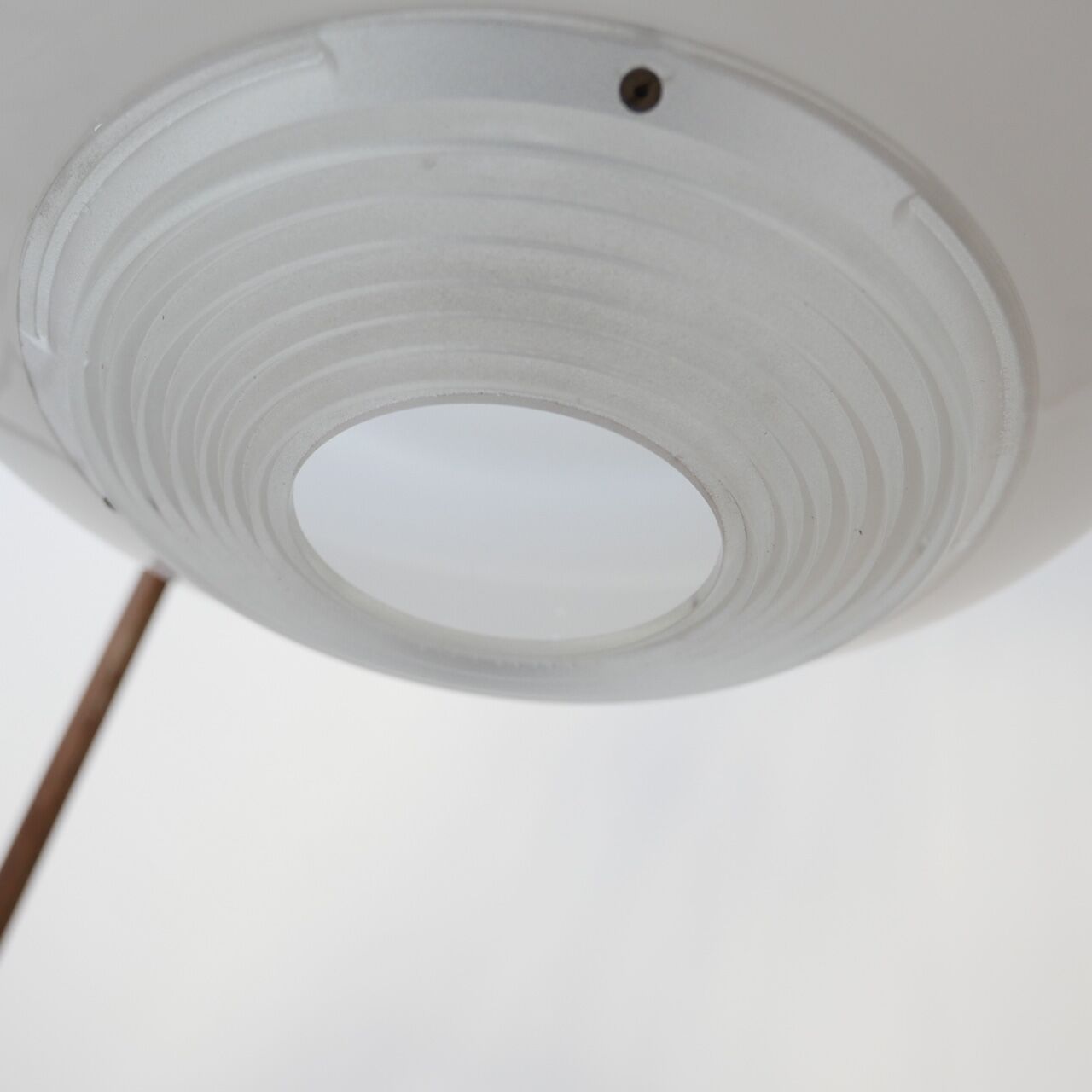 French Holophane Two Tone Glass Opaline Mid-Century Pendants (3)