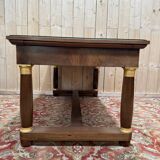 Bureau plat de style Empire en acajou et cuir vert