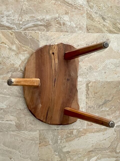 Vintage wooden tripod stool 1950