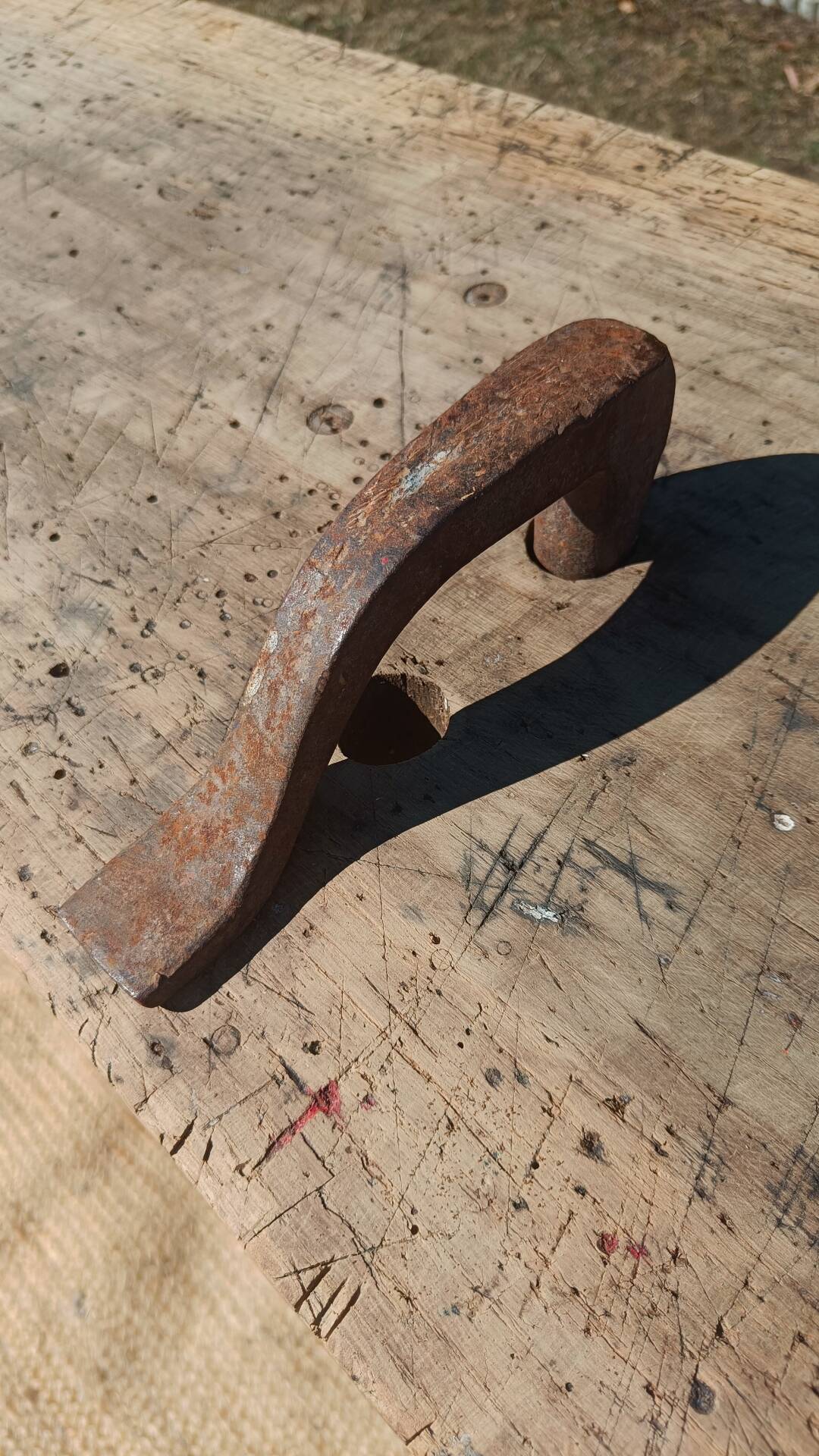 Old workshop bench in solid oak