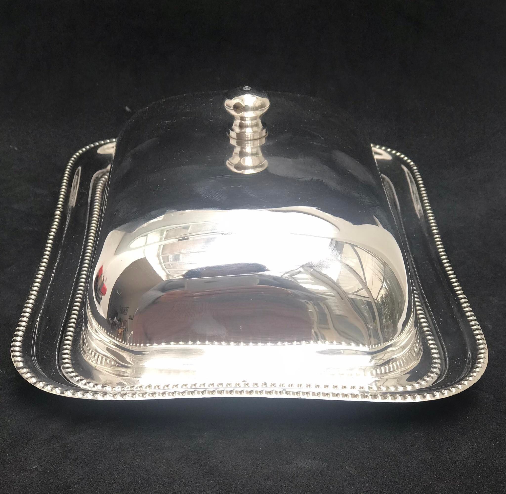 English silver butter dish