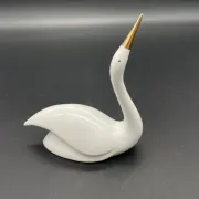Porcelain Swan Hollóháza – Hungary – Vintage figurine with a golden beak