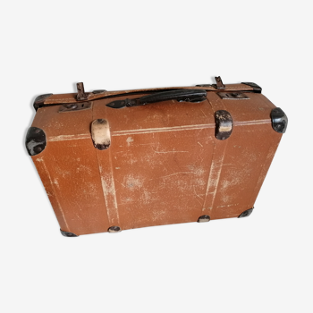 Pretty old brown suitcase for storage and decoration