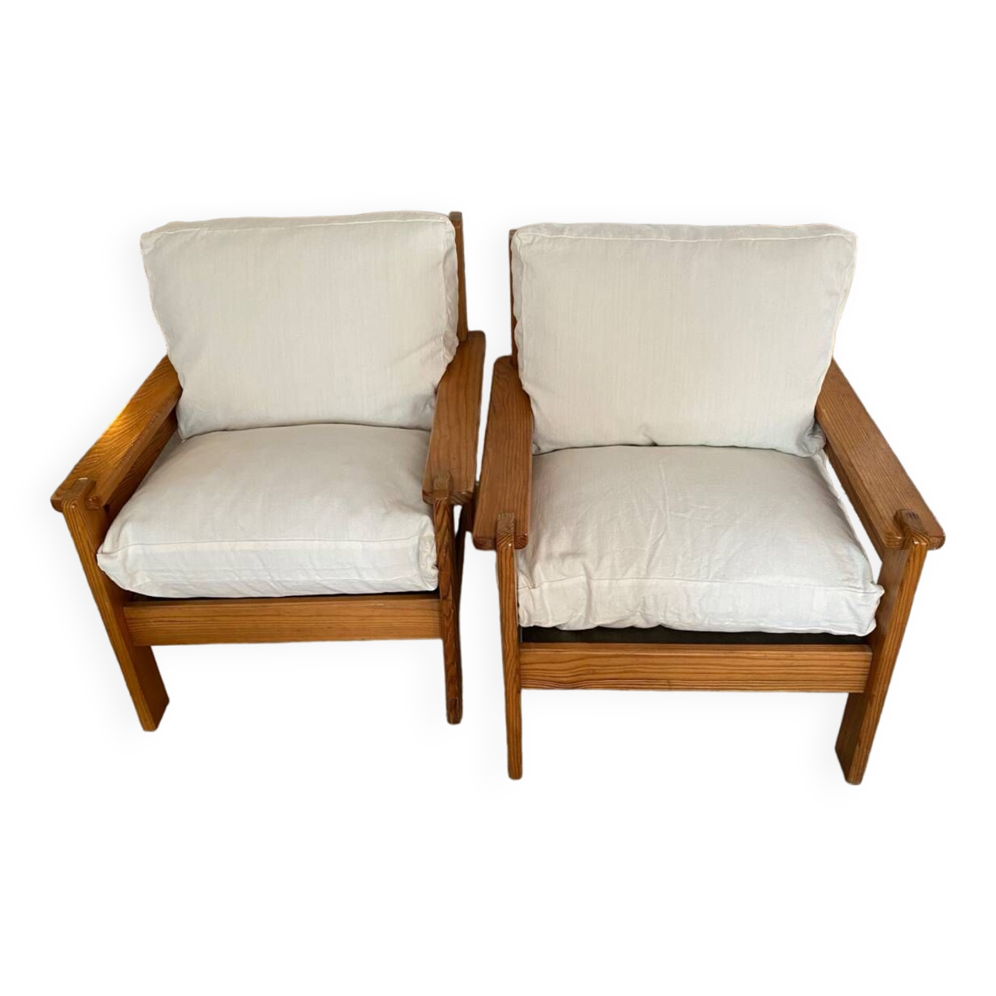 Paire de fauteuil en pin