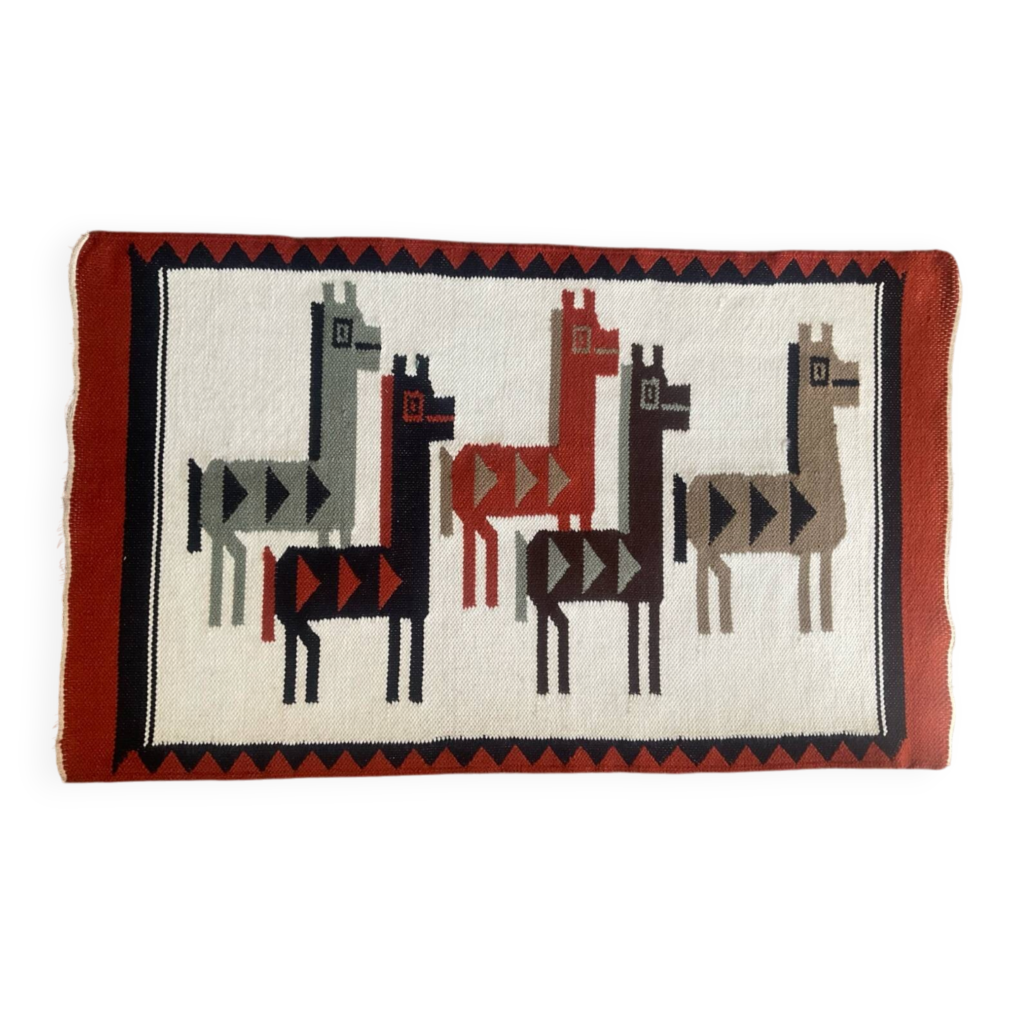 Vintage woven wool Kilim rug