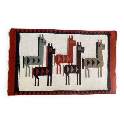 Tapis Kilim vintage en laine tissée