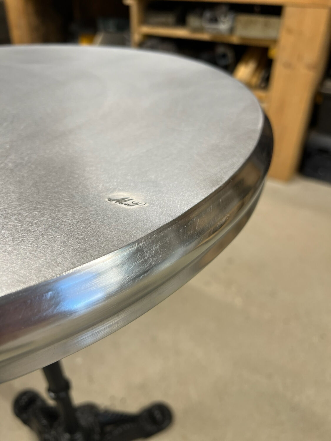Bistro table with zinc top