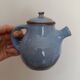 Ceramic teapot in blue/grey glaze, signed by Jeanne and Norbert Pierlot.