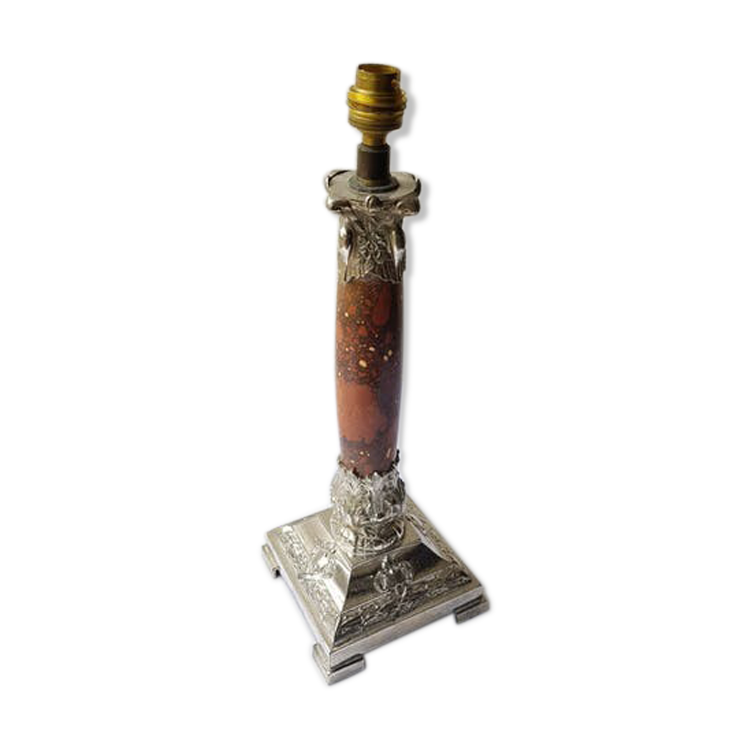 Red marble and metal lamp foot