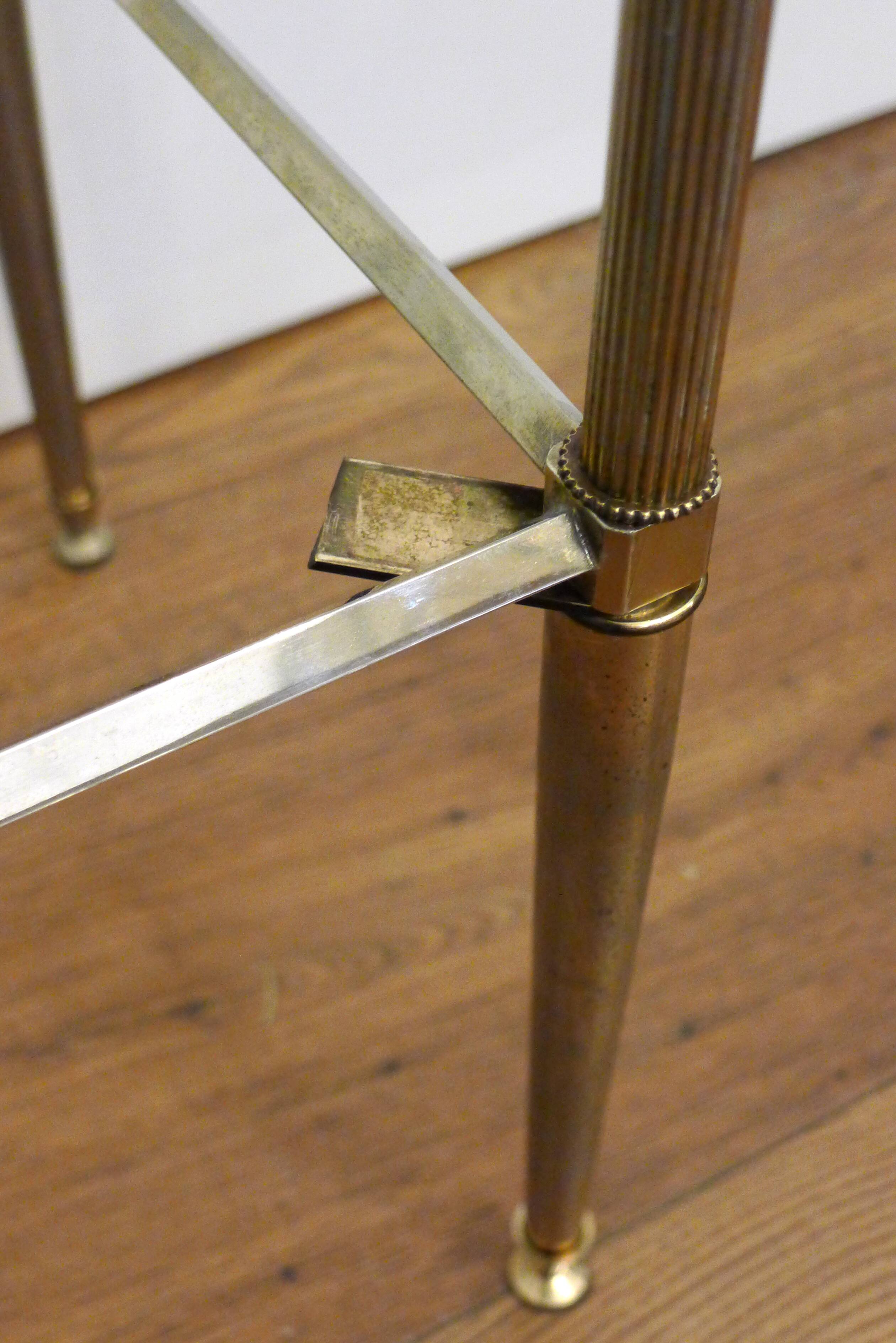 Small Regency-style side table, gold, glass & marble, 1970s.