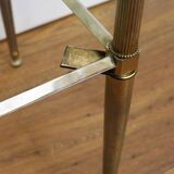 Small Regency-style side table, gold, glass & marble, 1970s.