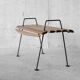 Stool with minimalist wood and metal slats