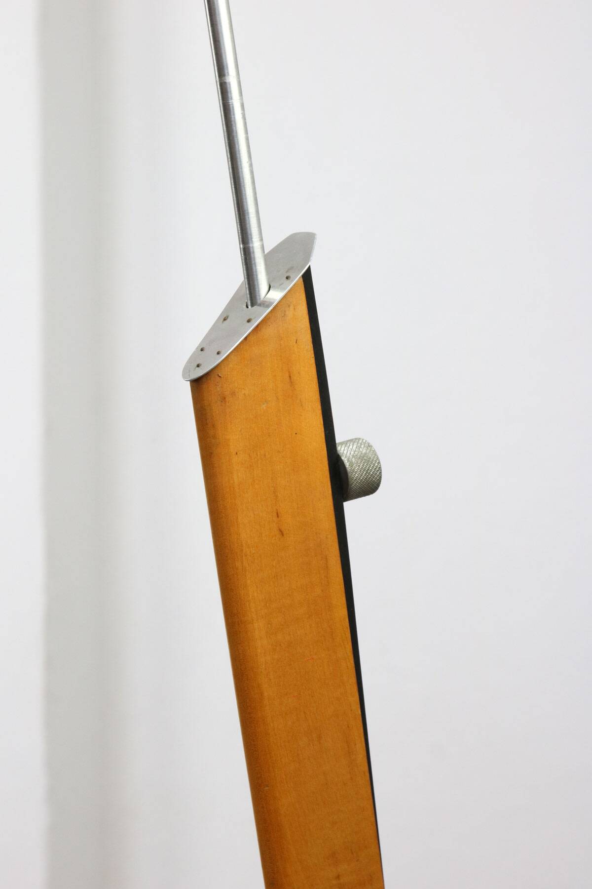 Mid-century italian aluminum & wood floor lamp with reflector