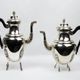 Empire-style tea and coffee service with ram's head spout - silver-plated, 5 pieces